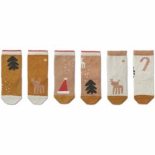 Lot de 3 paires de chaussettes Silas Noël rose et moutarde (12 mois)  par Liewood