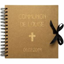 Album photo communion personnalisable kraft et or (20 x 20 cm)  par Les Griottes