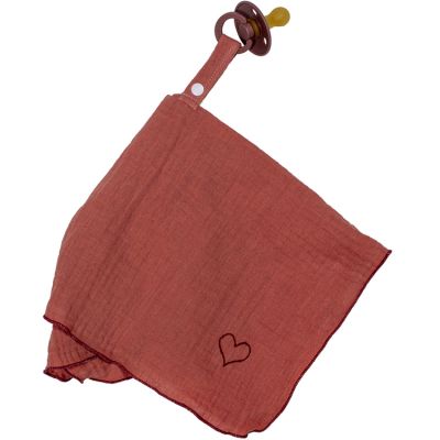 Doudou attache sucette en mousseline marsala BB & Co
