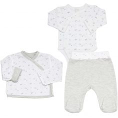Coffret de naissance Gris chiné 3 pièces (3 mois) - Trois Kilos Sept