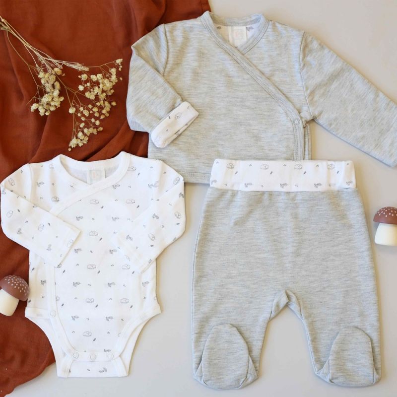 Coffret de naissance Gris chiné 3 pièces (3 mois) Trois Kilos Sept Ambiance 9