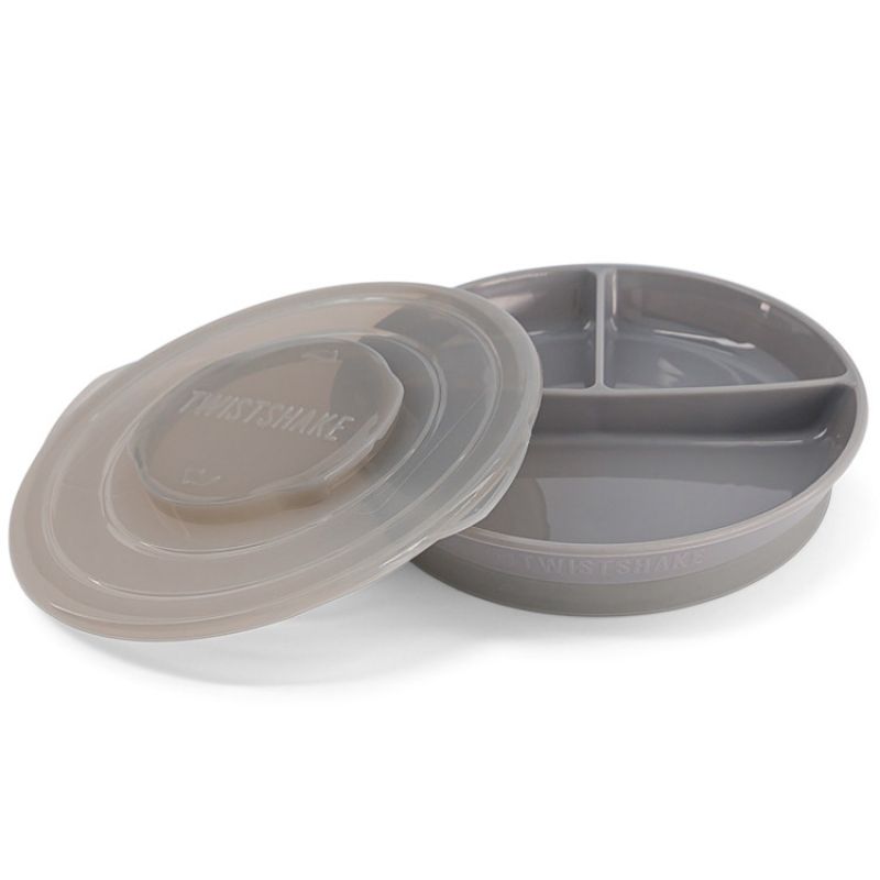 Assiette à compartiments gris pastel Twistshake