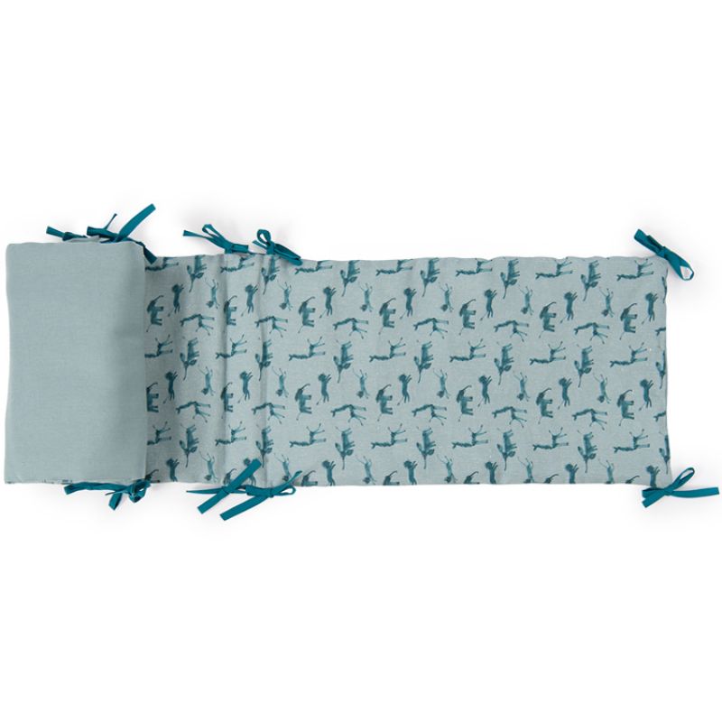 Tour de lit bleu Sous mon baobab (pour lits 60 x 120 cm ou 70 x 140 cm) Moulin Roty