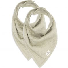 Lot de 2 bavoirs bandana Soft Waves Olive Green - Jollein