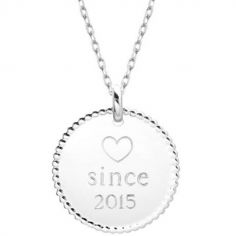 Collier médaille perlée chaîne 45 cm personnalisable (argent 925°) - Petits trésors