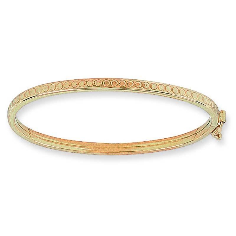 Jonc plat petites bulles pour bébé (or jaune 750°) Berceau magique bijoux