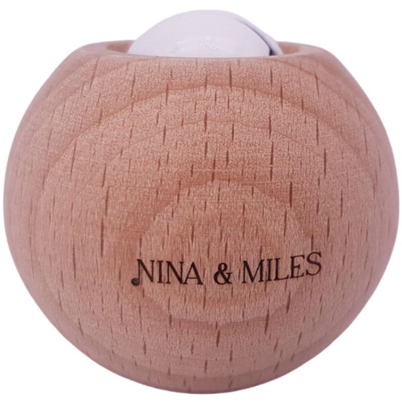 Hochet en bois Montessori Jingla rond blanc Nina & Miles
