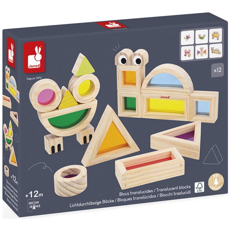 Jeu sensoriel Blocs translucides (18 pièces) Janod Packaging 8