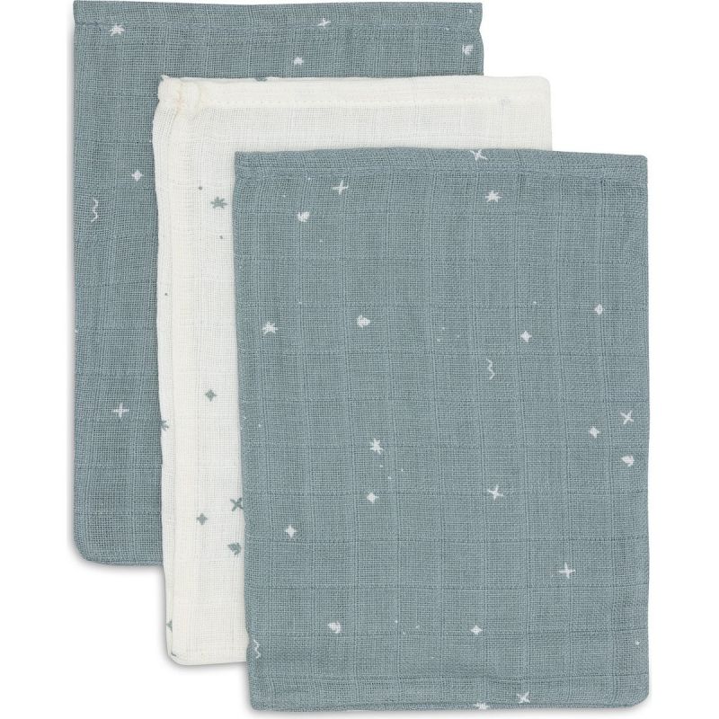 Lot de 3 gants de toilette en gaze de coton Twinkling Sea Green Jollein Produit 1 grande taille