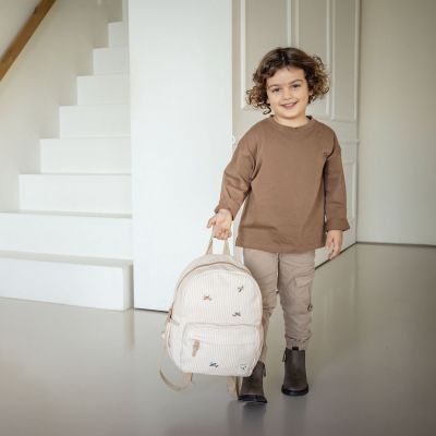 Sac à dos enfant Nostalgia Rayures avions beige (36 cm)