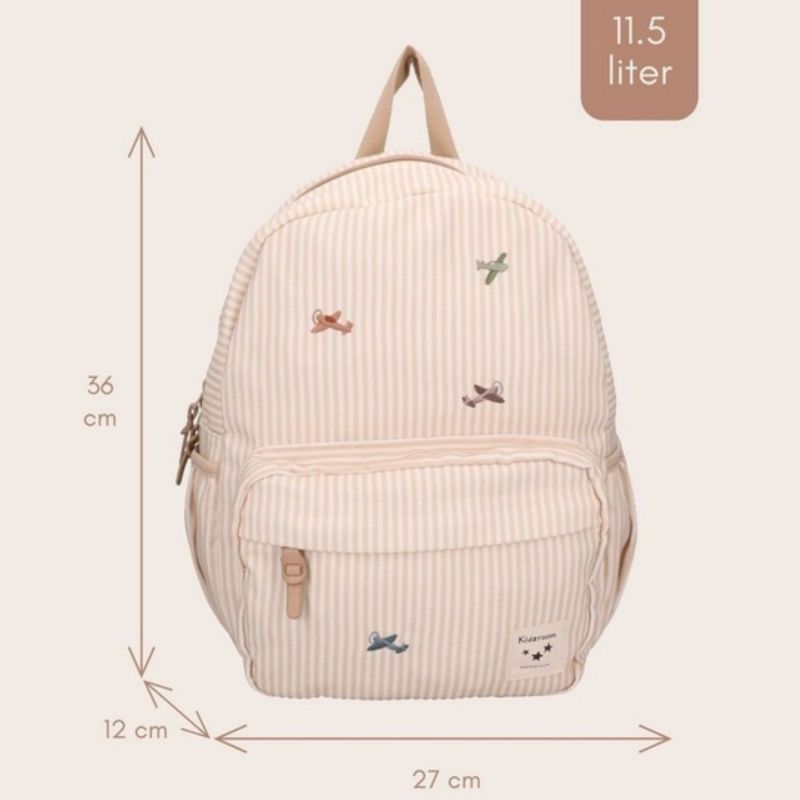 Sac à dos enfant Nostalgia Rayures avions beige (36 cm) Kidzroom Produit 6