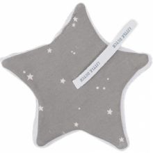 Doudou attache sucette Little stars grey (15 x 15 cm)  par Little Dutch