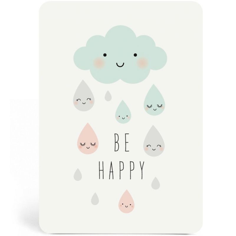 Carte A6 Pluie Be happy Zü