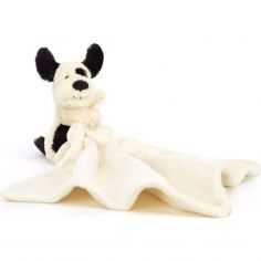 Doudou plat Bashful Chien noir et crème (34 cm) - Jellycat