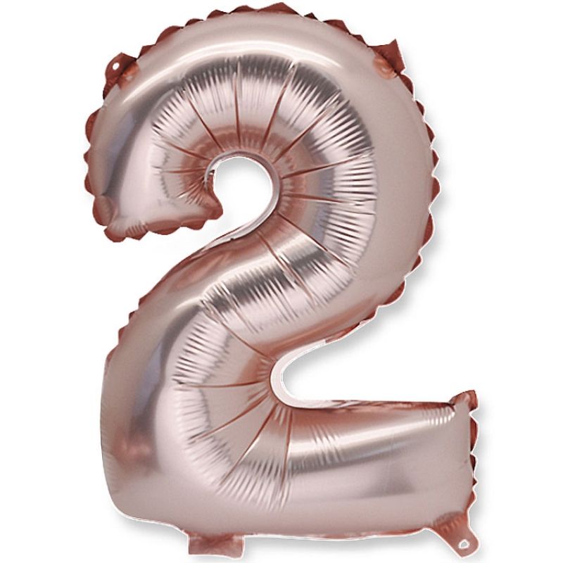 Petit ballon en mylar chiffre 2 rose gold (36 cm) Arty Fêtes Factory