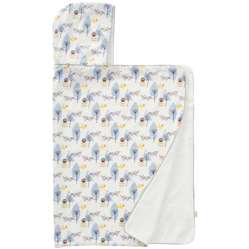 Cape de bain avec capuche renard bleu en coton bio (100 x 75 cm) Fresk