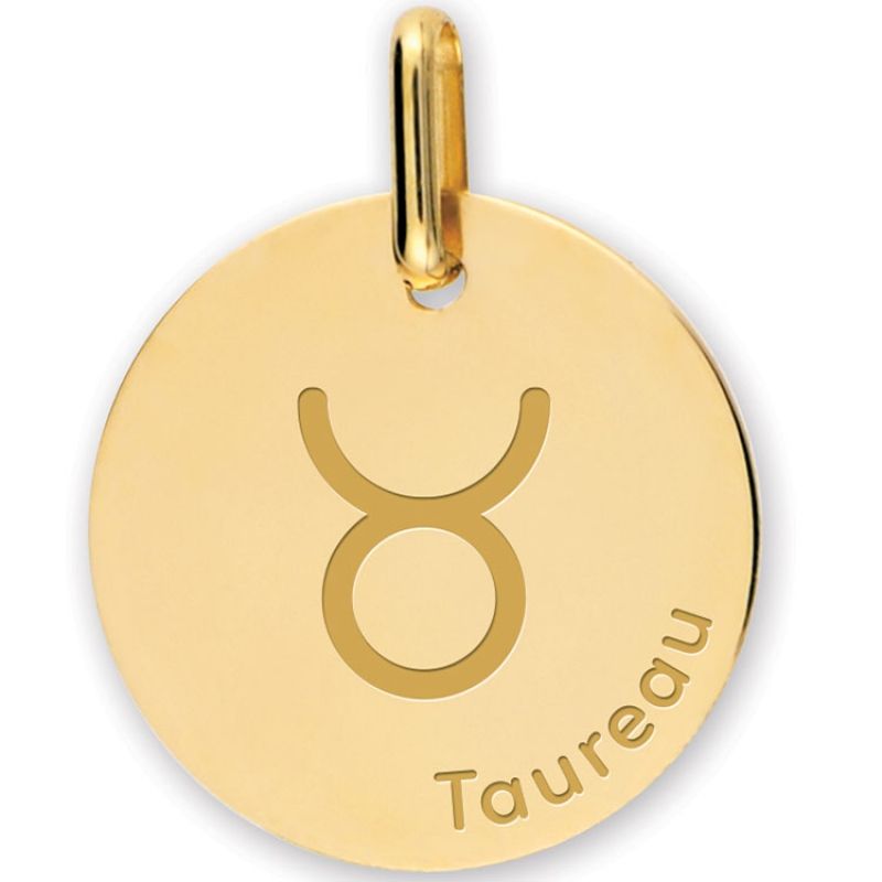 Médaille zodiaque Taureau personnalisable (or jaune 375°) Lucas Lucor