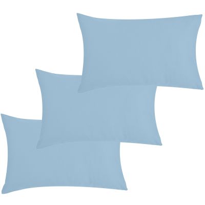 Lot de 3 taies d'oreiller en coton bio bleu ciel (40 x 60 cm) P'tit Basile