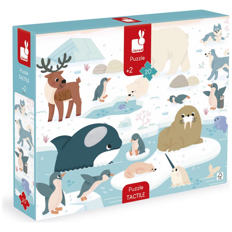 Puzzle tactile Pôles Polaires (20 pièces) Janod Packaging 9
