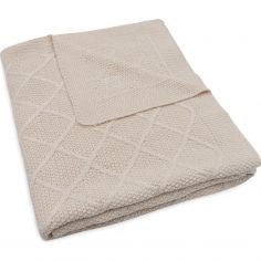 Couverture en tricot Check Knit Oatmeal (100 x 150 cm) - Jollein