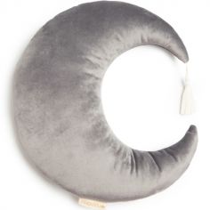 Coussin lune Pierrot Velvet Slate Grey (40 cm)