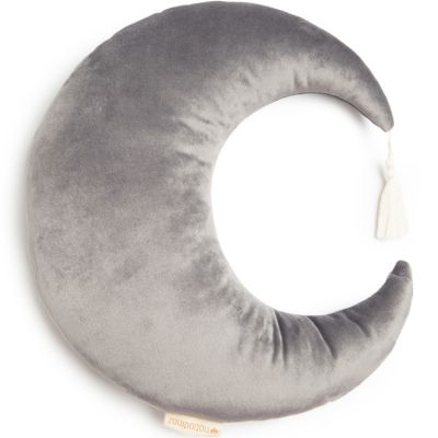 Coussin lune Pierrot Velvet Slate Grey (40 cm) Nobodinoz