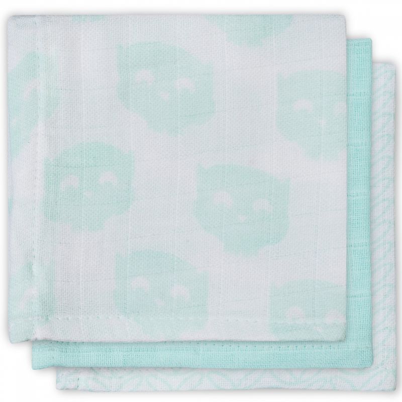 Lot de 3 essuie-mains hydrophiles chouette vert d'eau (31 x 31 cm) Jollein