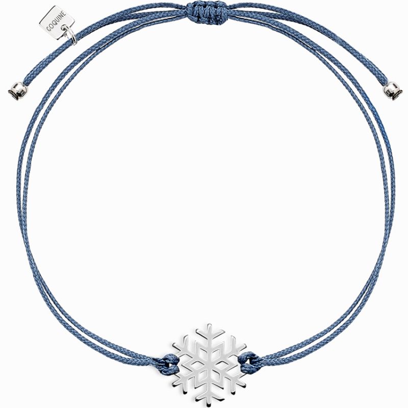 Bracelet sur cordon bleu Life flocon (argent 925°) Coquine