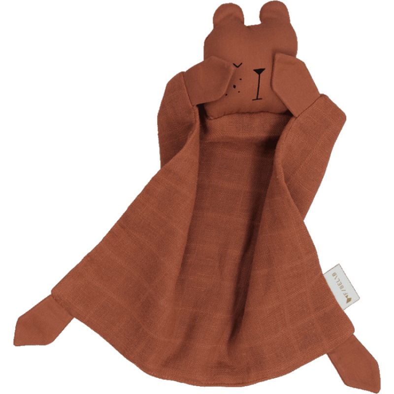 Doudou plat en coton biologique Ours Cinnamon Fabelab