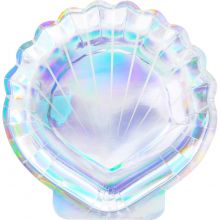 Lot de 6 assiettes Sirène coquillage iridescent (18,5 cm)  par Party Deco