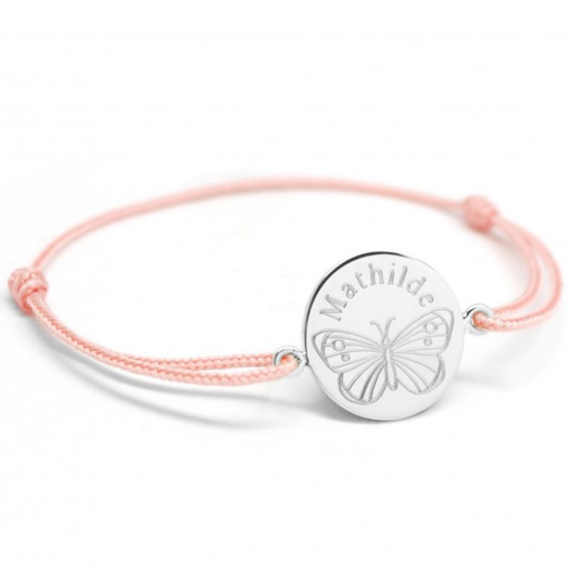 Bracelet cordon Papillon personnalisable (argent 925°) Petits trésors