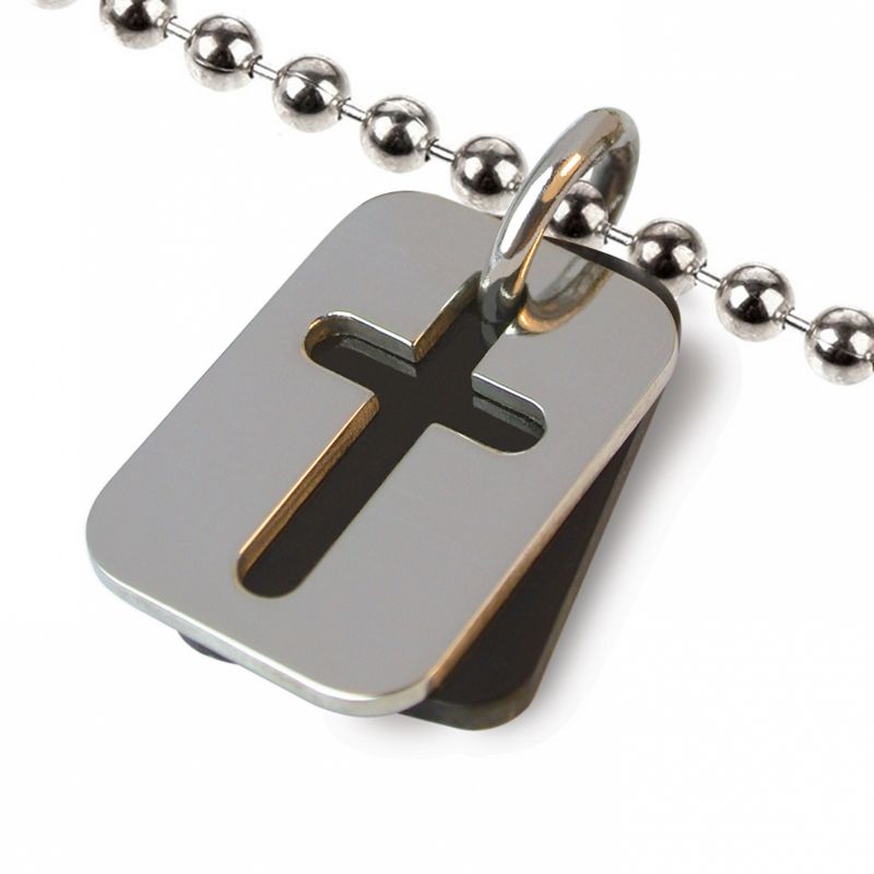 Collier sur chaîne boule Hallelujah plaque corne (argent 925°) Mikado