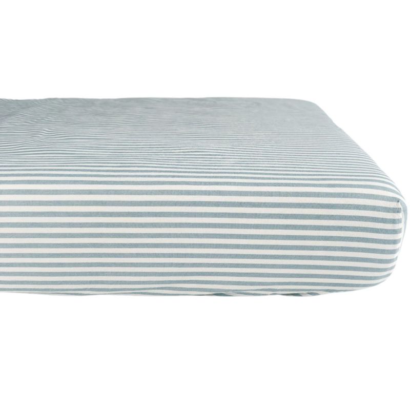 Drap housse en percale de coton Rayé Bleu Ardoise (50 x 83 cm) Kadolis Produit 1