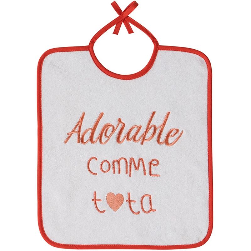 Bavoir à nouer Adorable comme tata rouge Babycalin