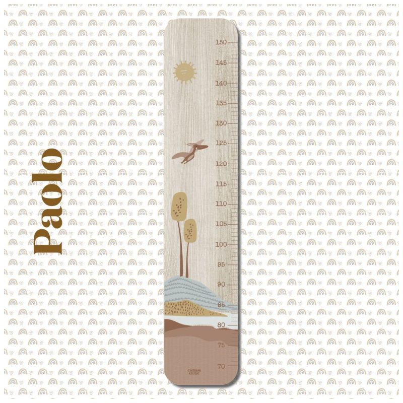 Toise en bois Paysage Dino personnalisable Charlie et Suzie Ambiance 1