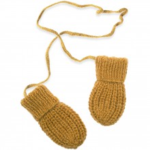 Moufles Emilie tricotées main jaune (3-12 mois : 50 à 68 cm)  par Mamy Factory