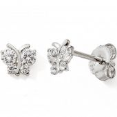 Boucles d'oreilles Papillon zirconium (argent)