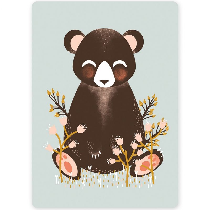 Petite carte les Animignons l'Ours bleu (10,5 x 14,8 cm) Kanzilue