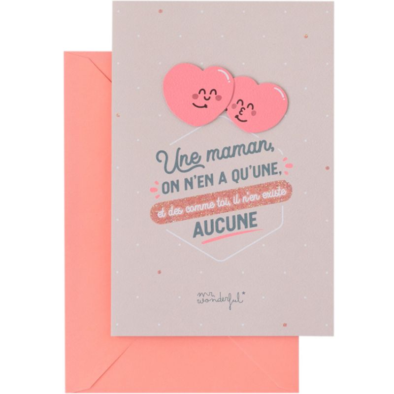 Carte décorative Une maman, on n'en a qu'une (12 x 18 cm) Mr. Wonderful