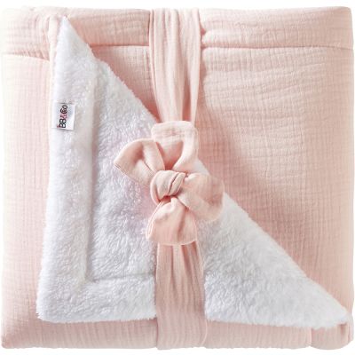 couverture polaire double gaze de coton rose blush (70 x 100 cm)