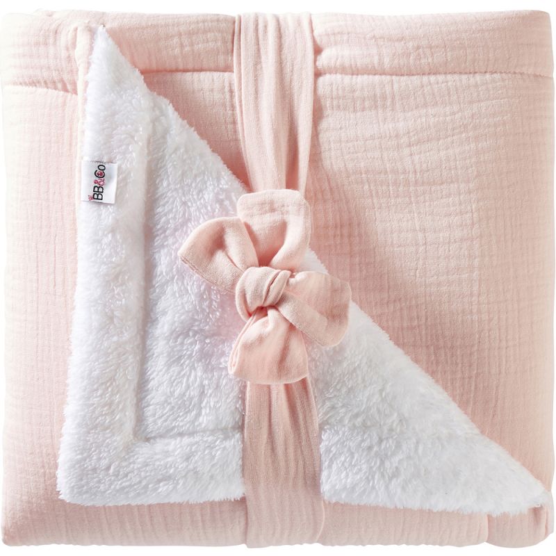 Couverture polaire double gaze de coton Rose blush (70 x 100 cm) BB & Co