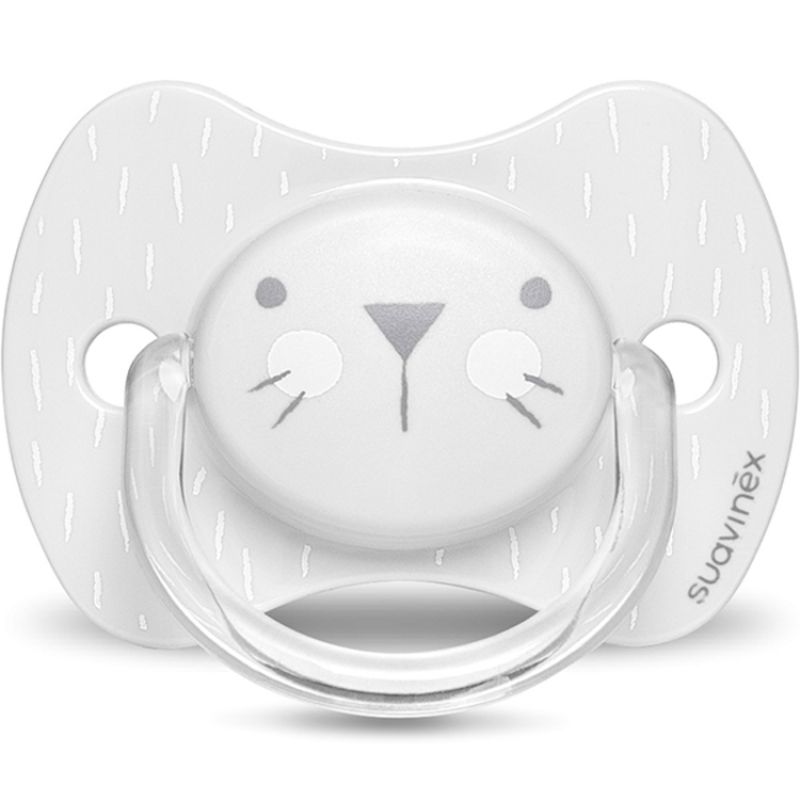 Sucette anatomique réversible Hygge Baby moustaches lapin gris (0-6 mois) Suavinex
