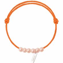 Bracelet bébé Baby little treasures cordon mandarine 6 perles roses 3 mm (or blanc 750°)  par Claverin