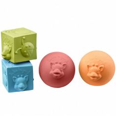 Lot de 2 balles et 2 cubes So'Pure - Sophie la girafe