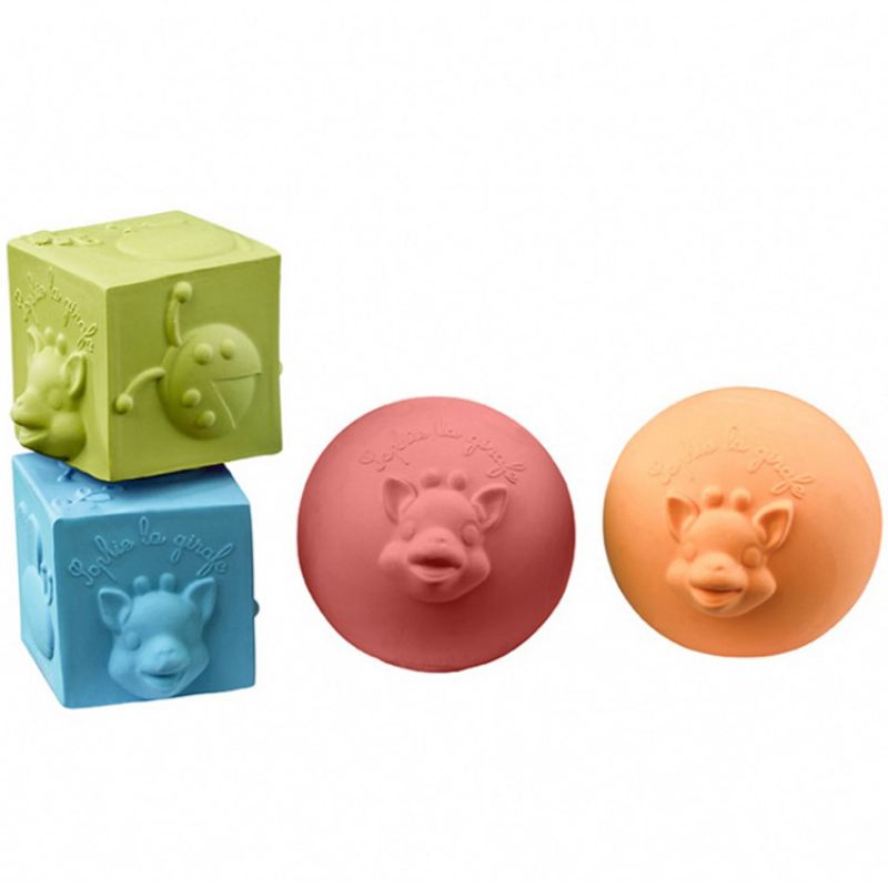 Lot de 2 balles et 2 cubes So'Pure Sophie la girafe Produit 1 grande taille