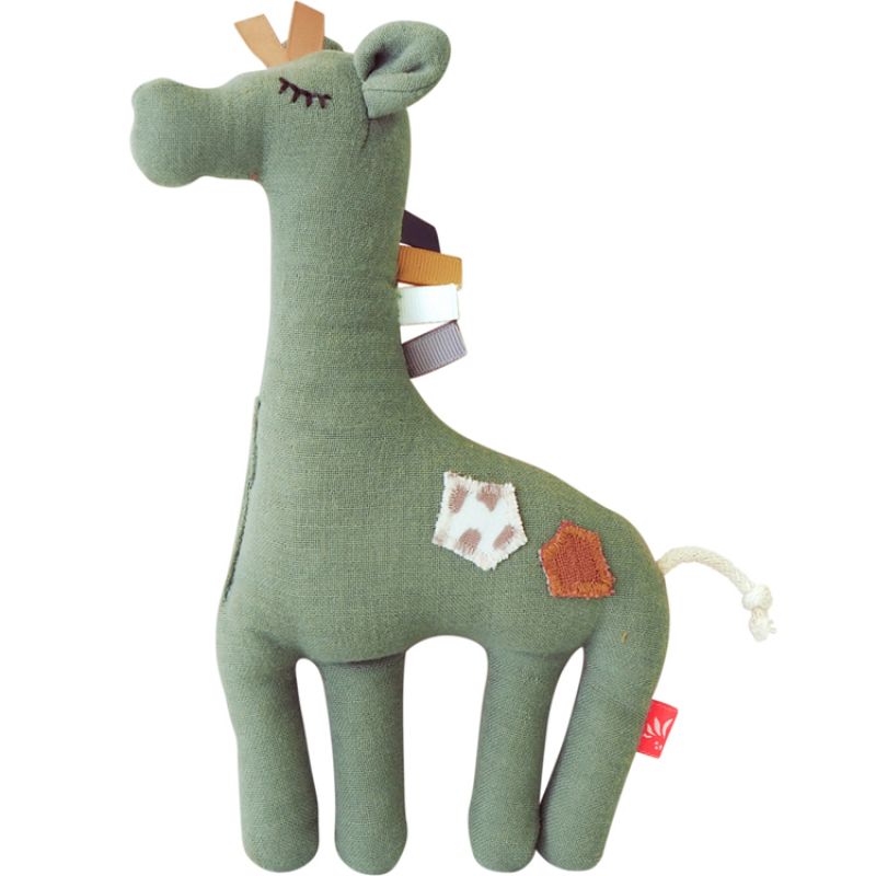 Peluche hochet Girafe olive (24 cm) Kikadu