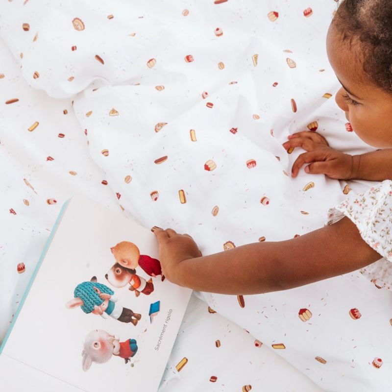 Housse de couette en coton bio Gourmandises (75 x 120 cm) Kadolis Ambiance 2