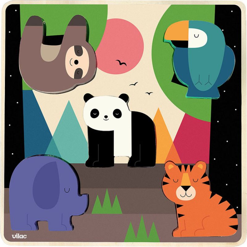 Puzzle à encastrement sonore La jungle Andy Westface (5 pièces) Vilac