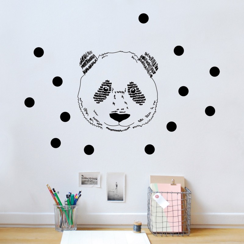 Sticker mural tête de panda Mimi'lou