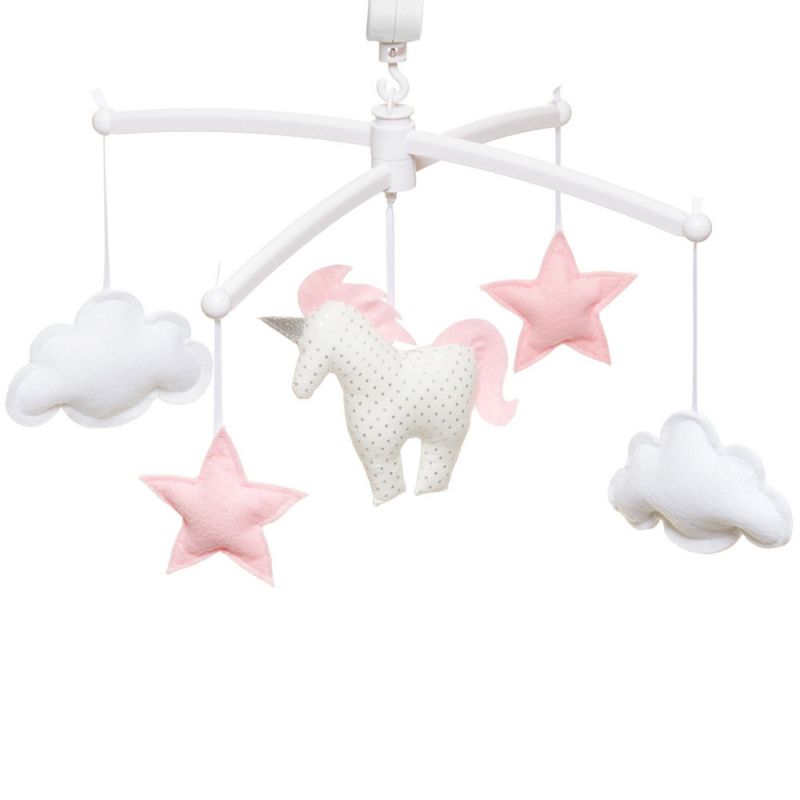 Mobile musical licorne rose chamallow (mélodie au choix) Pouce et Lina